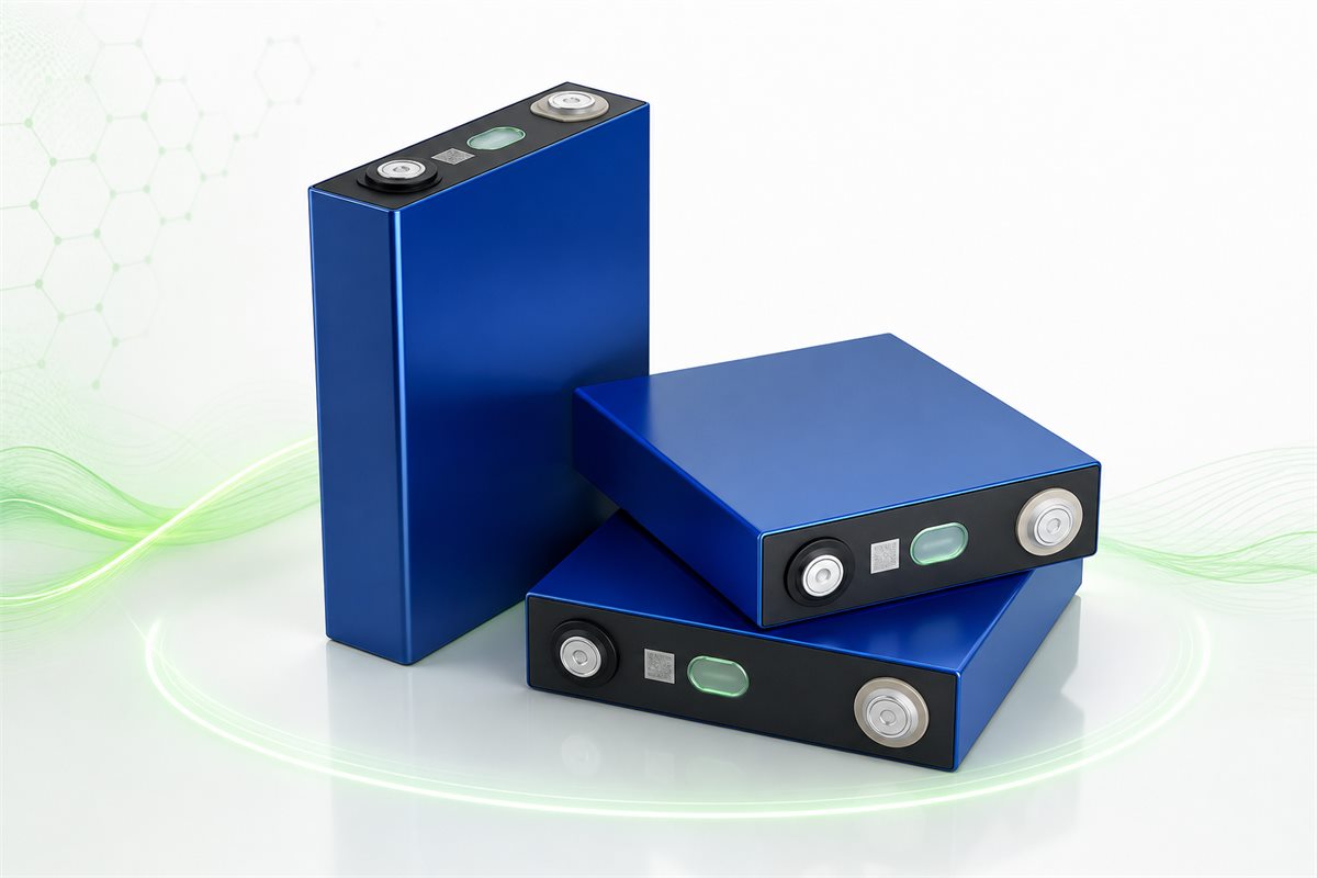 Computer graphics render of LiFePO4 prismatic LFP battery cells